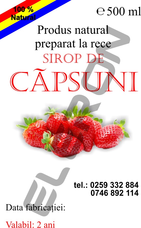 Etichetă sirop de căpșuni