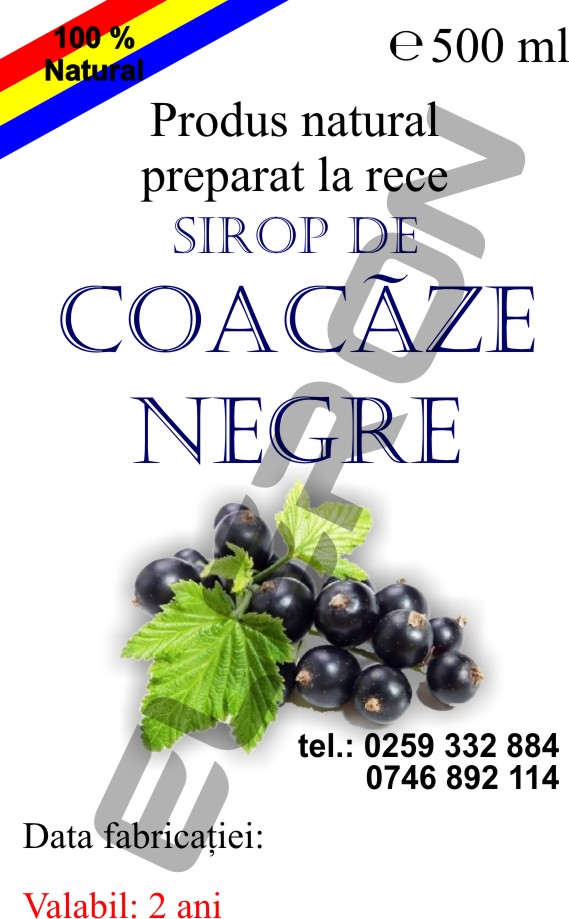 Etichetă sirop de coacăze negre